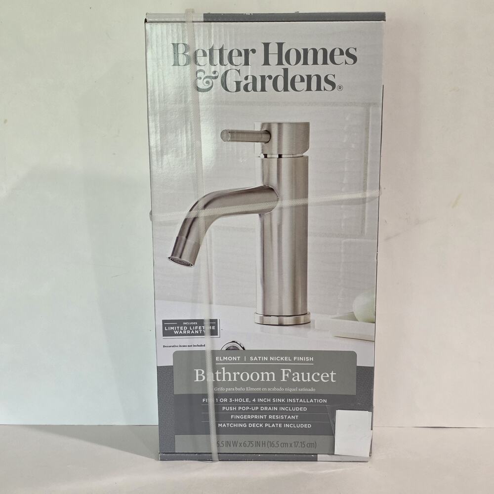 Better Homes & Gardens Bathroom Faucet Brand New - Elmont - Satin Nickel Finish
